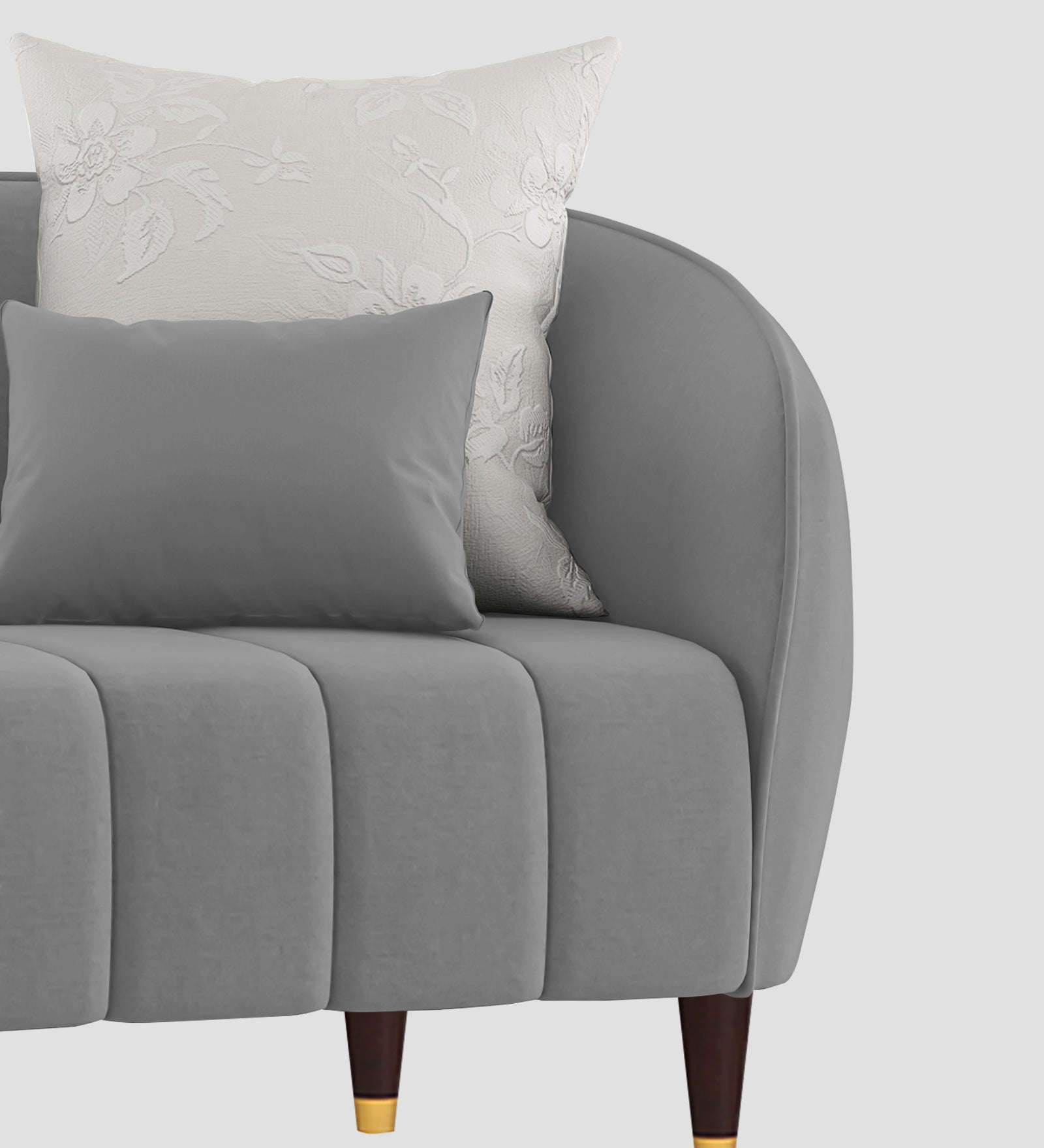 Hairo Velvet 1 Seater Sofa In  Light Grey Colour - Febonic Living