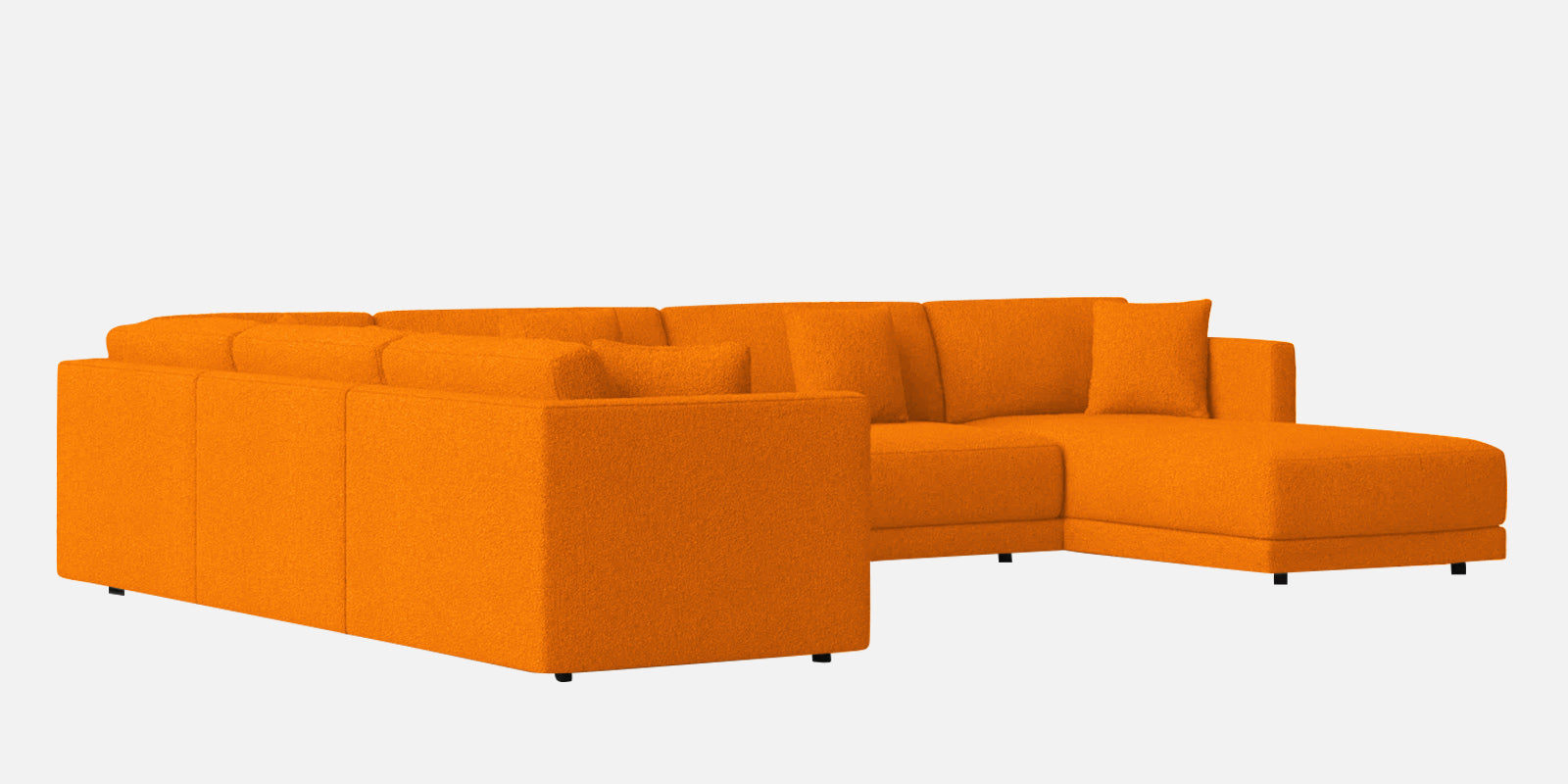 Carlin Fabric LHS 8 Seater Sectional Sofa In Vivid Orange Colour