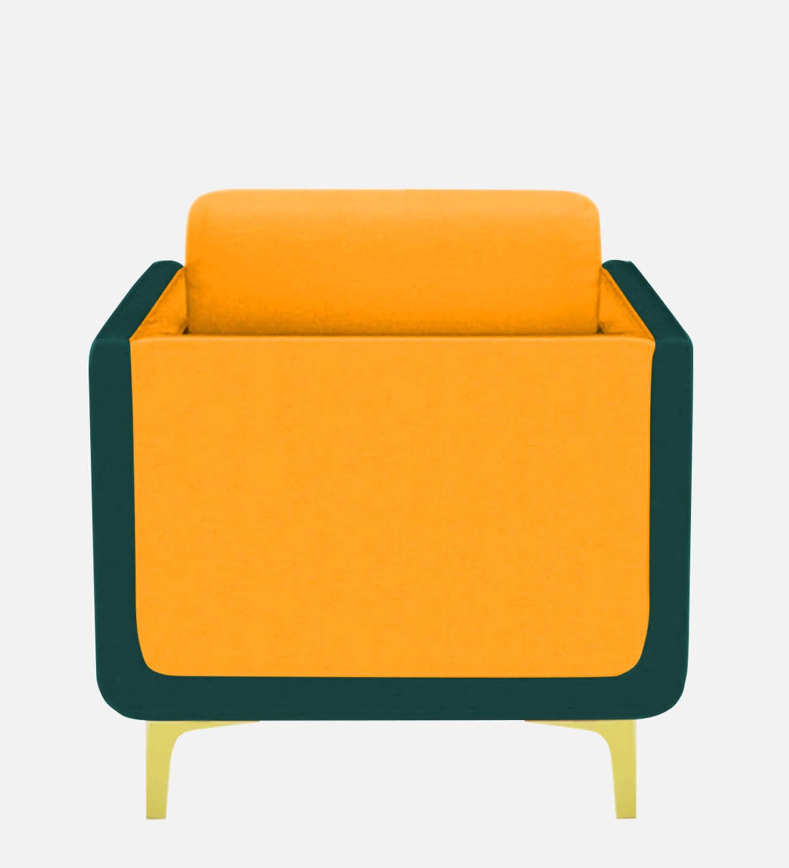 Visky Velvet 1 Seater Sofa in Saffron Yellow-Amazon Green Colour