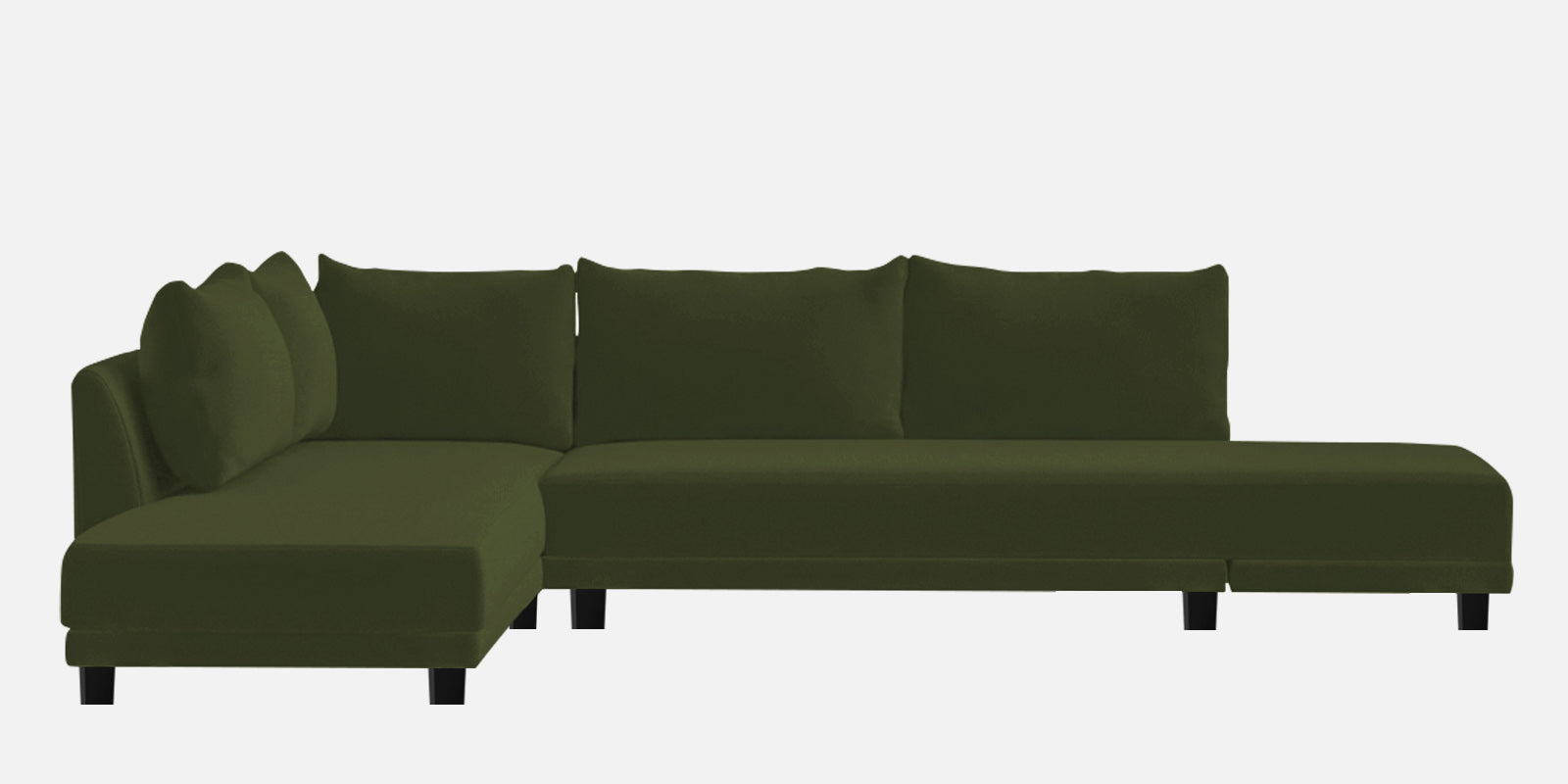 Ira Fabric RHS 6 Seater Sofa Cum Bed In Olive Green Colour