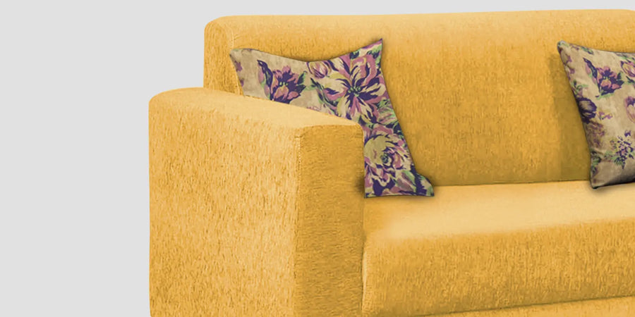 Lipu Fabric 2 Seater Sofa In Bold Yellow Colour - Febonic Living