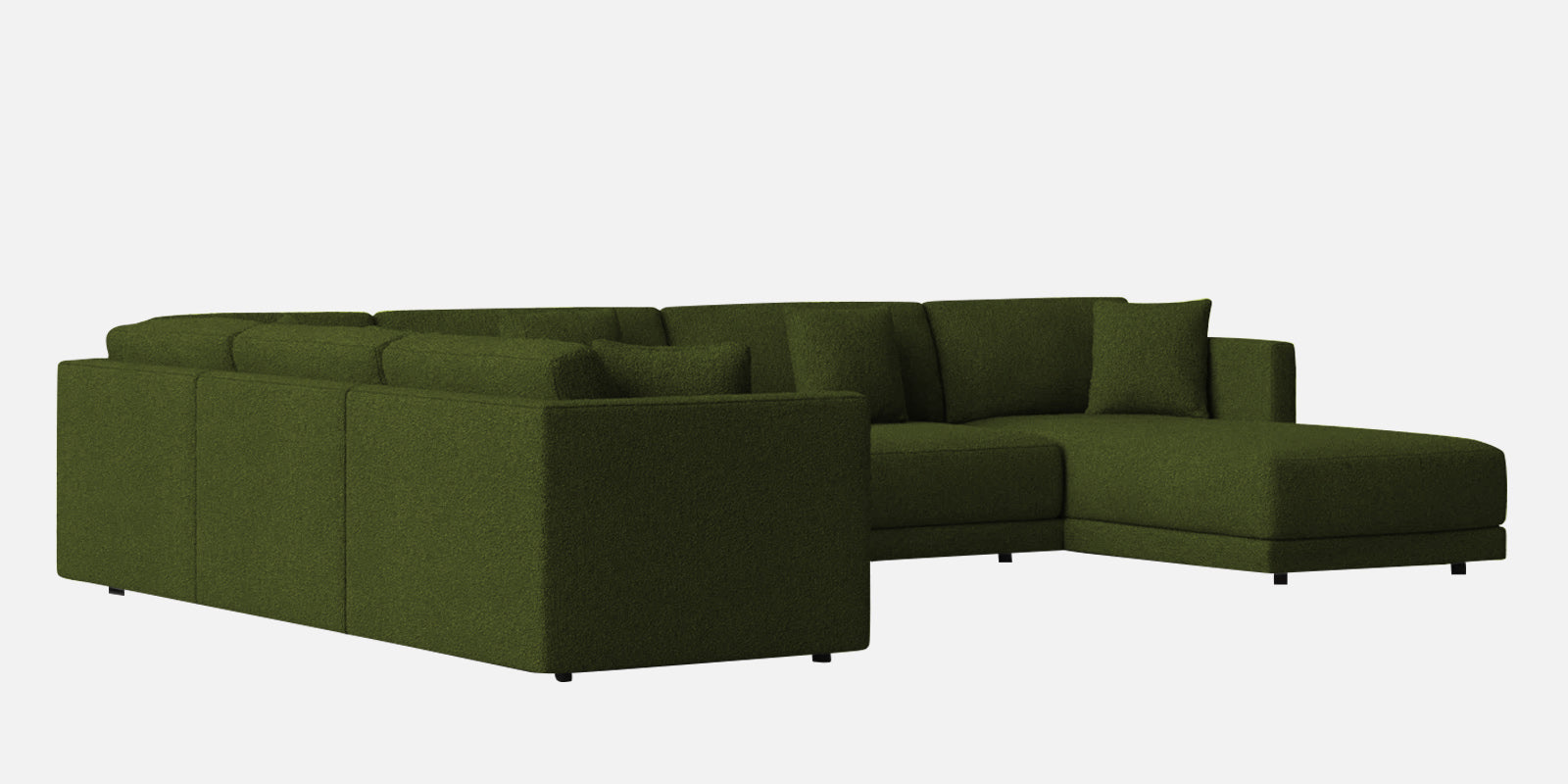 Carlin Fabric LHS 8 Seater Sectional Sofa In Olive Green Colour