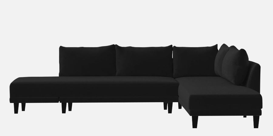 Ira Fabric Lhs 6 Seater Convertible Sofa Cum Bed In Zed Black Colour - Febonic Living