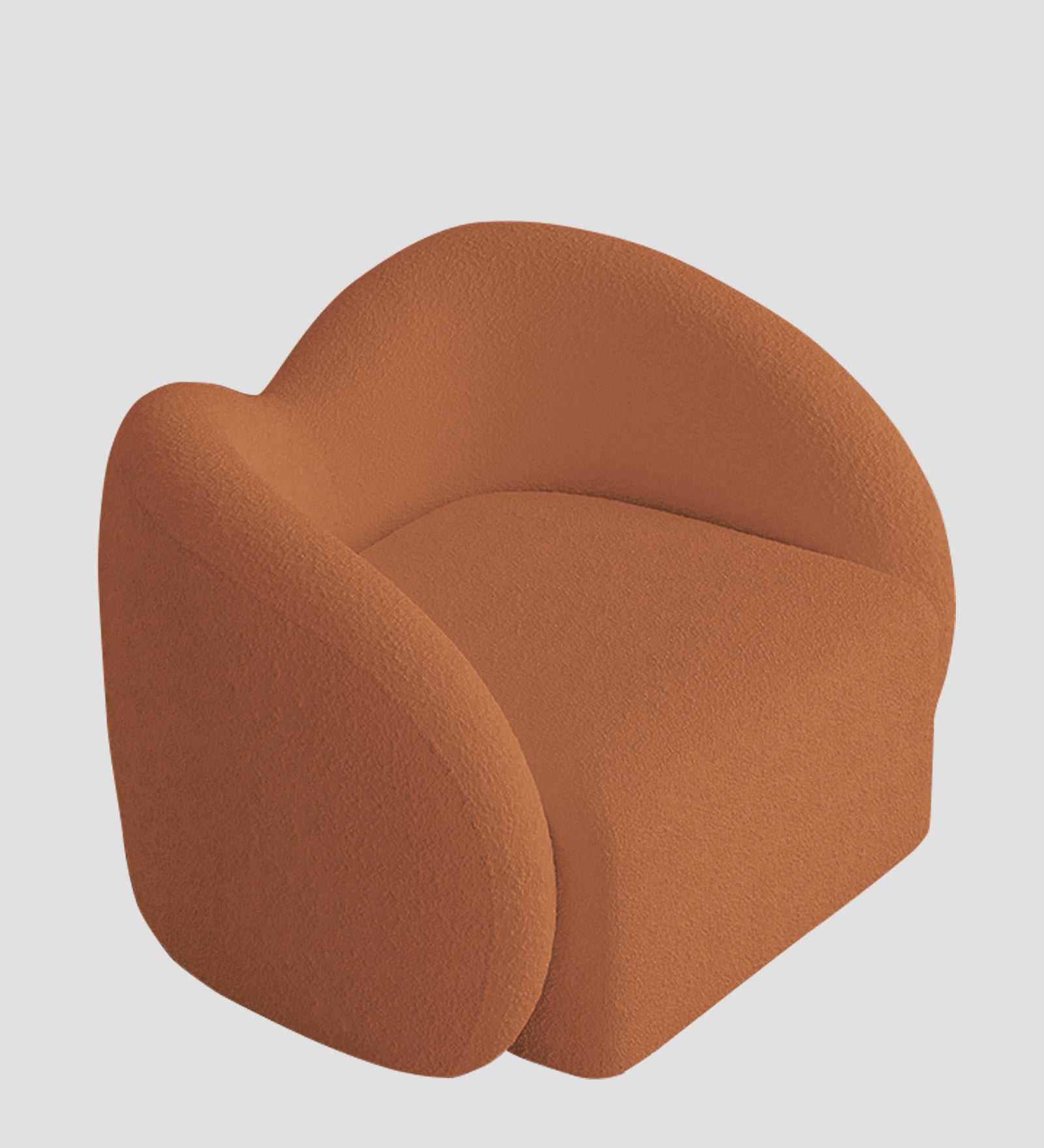 Miles Boucle Fabric Swivel Chair in Light Orange Colour