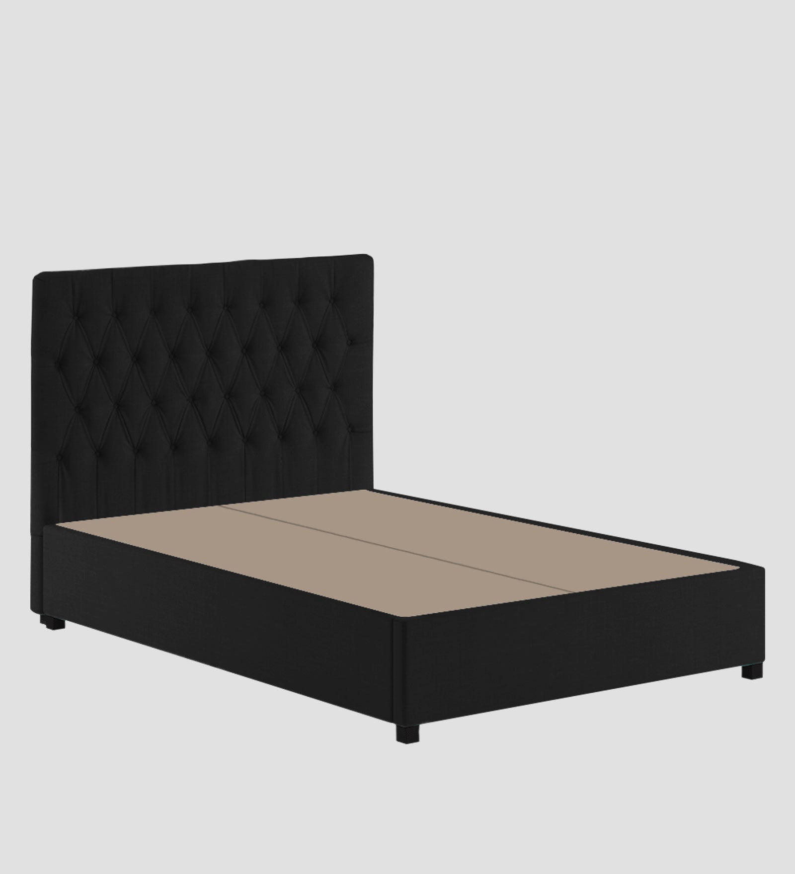 Isko Fabric King Size Bed In Zed Black Colour With Storage Box - Febonic Living