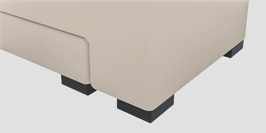 Corby Velvet Rhs 6 Seater Convertible Sofa Cum Bed In Camel Beige Colour - Febonic Living