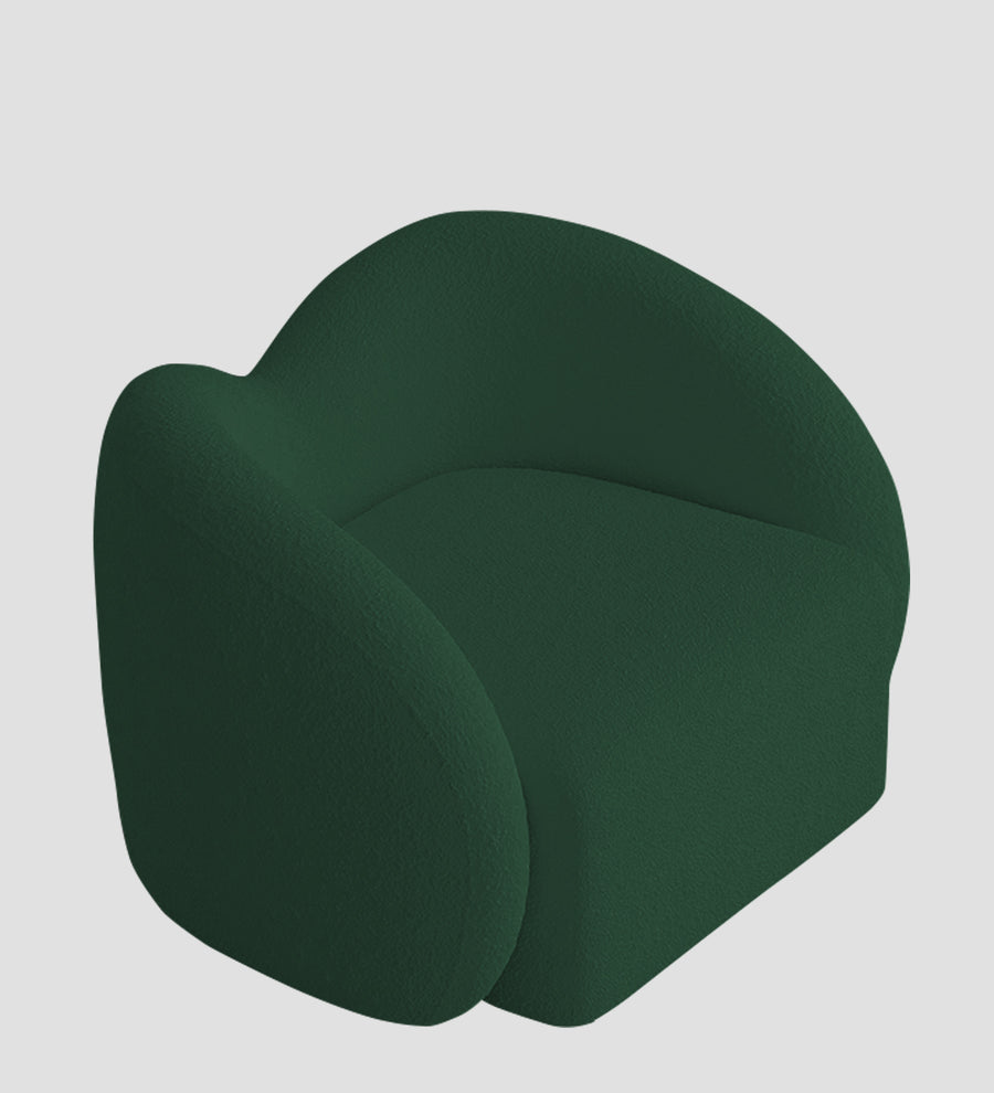 Miles Boucle Fabric Swivel Chair In Hunter Green Colour - Febonic Living