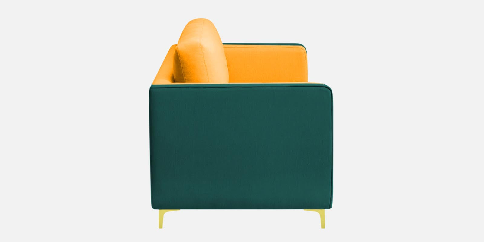 Visky Velvet 3 Seater Sofa in Saffron Yellow-Amazon Green Colour