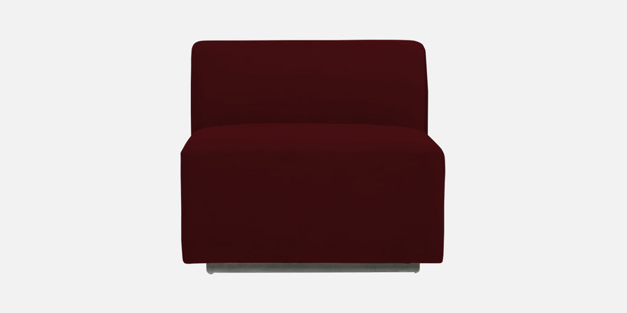 Bufa Velvet Rhs Sectional Sofa In Dark Maroon Colour With Ottoman - Febonic Living