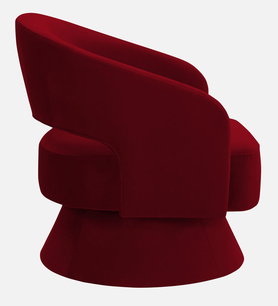 Pendra Velvet Swivel Chair In Cherry Red Colour - Febonic Living