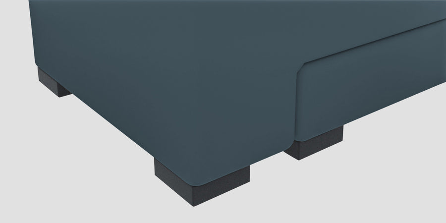 Corby Velvet Lhs 6 Seater Convertible Sofa Cum Bed In Oxford Blue Colour - Febonic Living