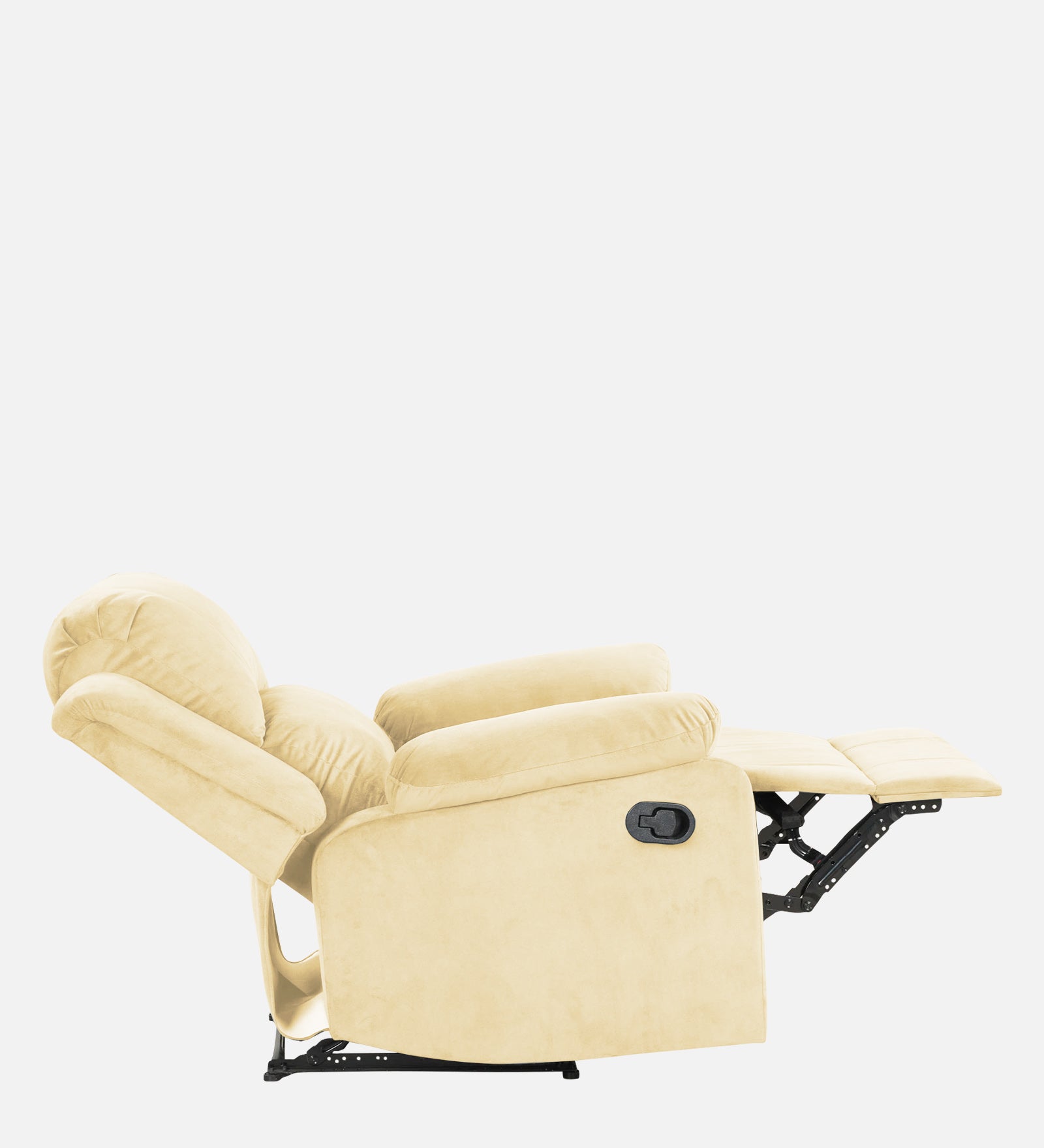 Henry Velvet Manual 1 Seater Recliner In Sandy Beige Colour