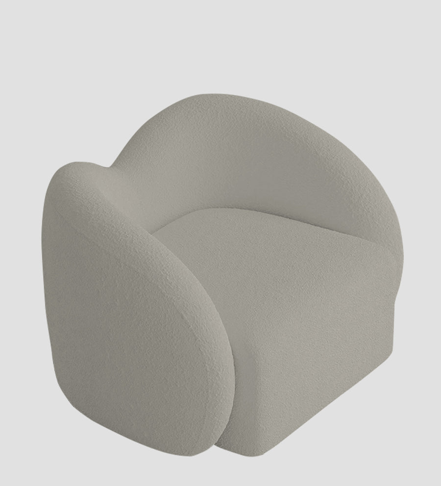 Miles Boucle Fabric Swivel Chair In Fog Grey Colour - Febonic Living