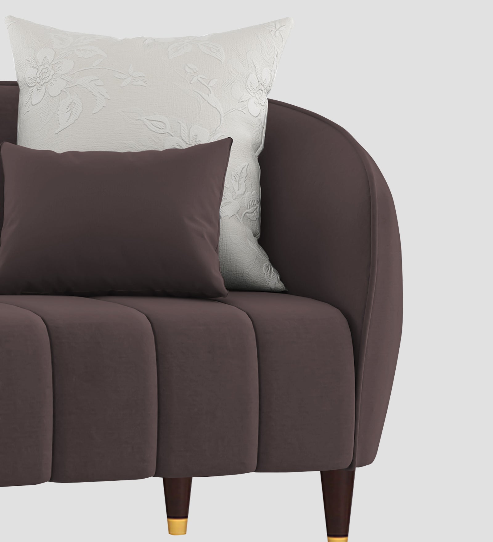 Hairo Velvet 1 Seater Sofa In  Mocha Brown Colour - Febonic Living
