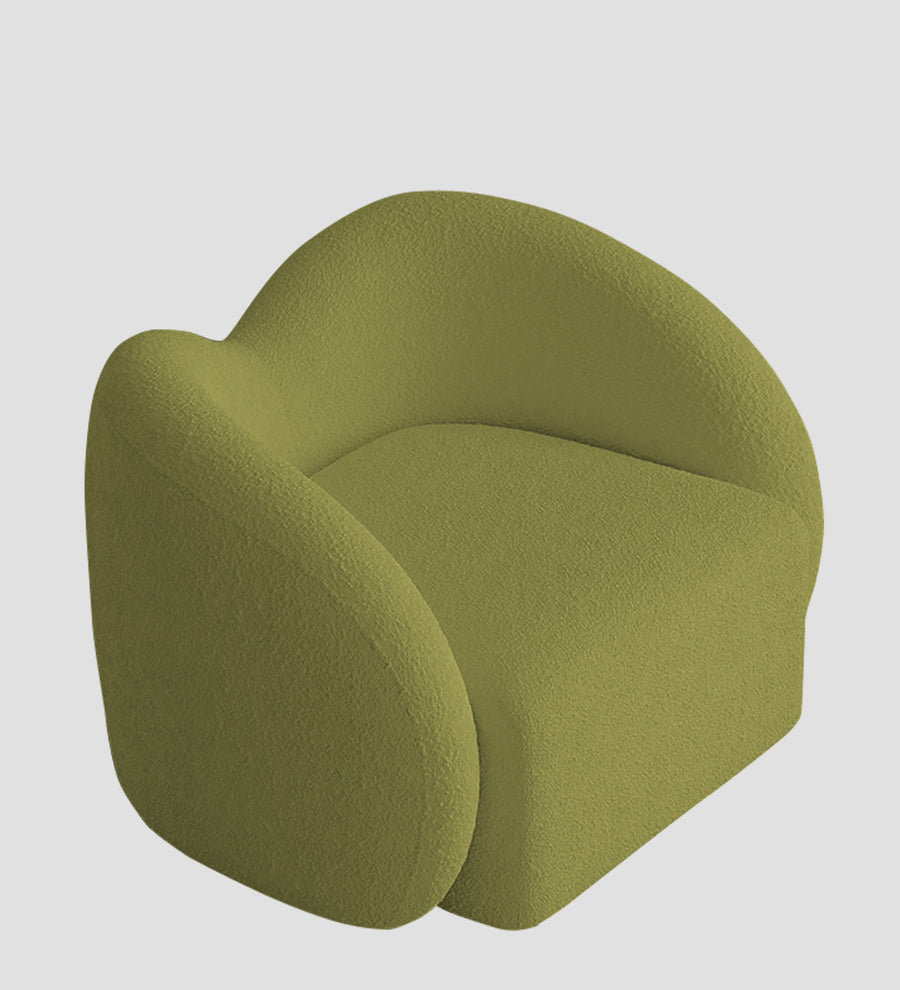Miles Boucle Fabric Swivel Chair In Apple Green Colour - Febonic Living