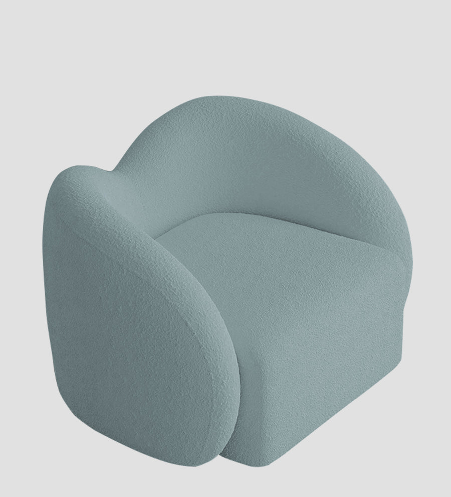 Miles Boucle Fabric Swivel Chair In Stormy Blue Colour - Febonic Living
