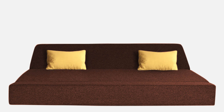 Fleepy Fabric 3 Seater Foldable Sofa Cum Bed In Coffee Brown Colour - Febonic Living