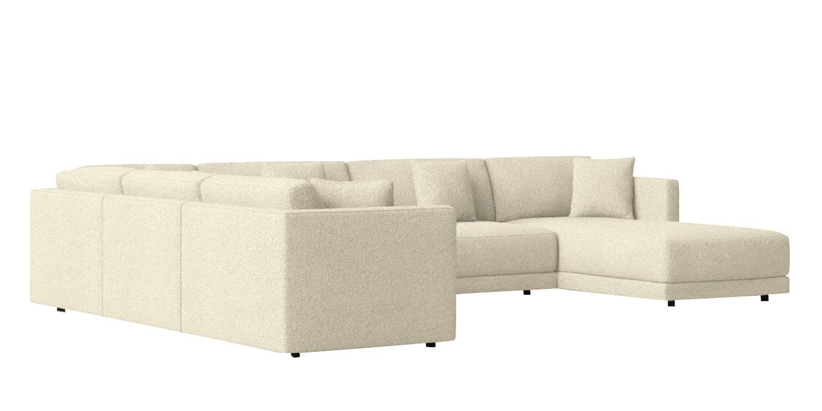 Carlin Fabric LHS 8 Seater Sectional Sofa In Ivory Beige Colour