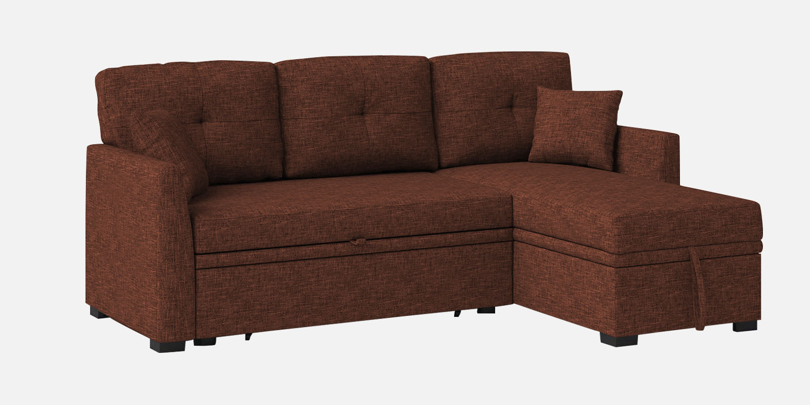 Jody Fabric 3 Seater Pull Out Sofa Cum Bed In Coffee Brown Colour