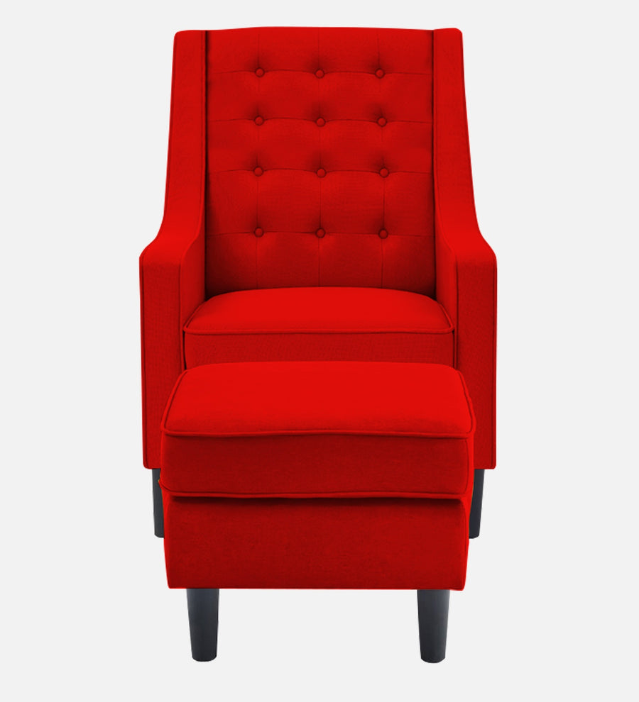 Sona Fabric Barrel Chair With Ottoman In Ruby Red Colour - Febonic Living