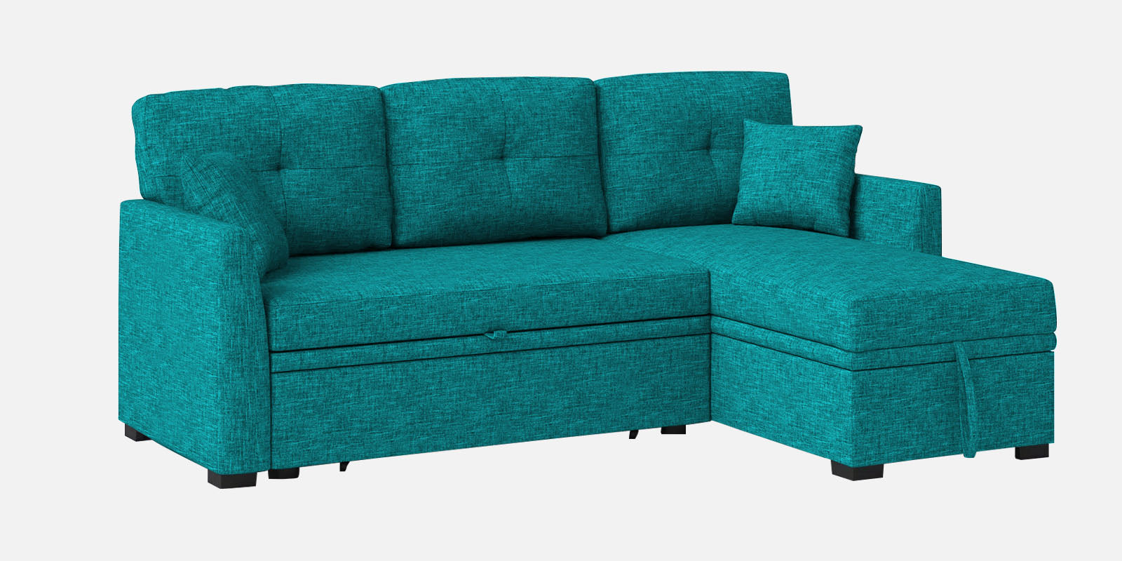 Jody Fabric 3 Seater Pull Out Sofa Cum Bed In Sea Green Colour