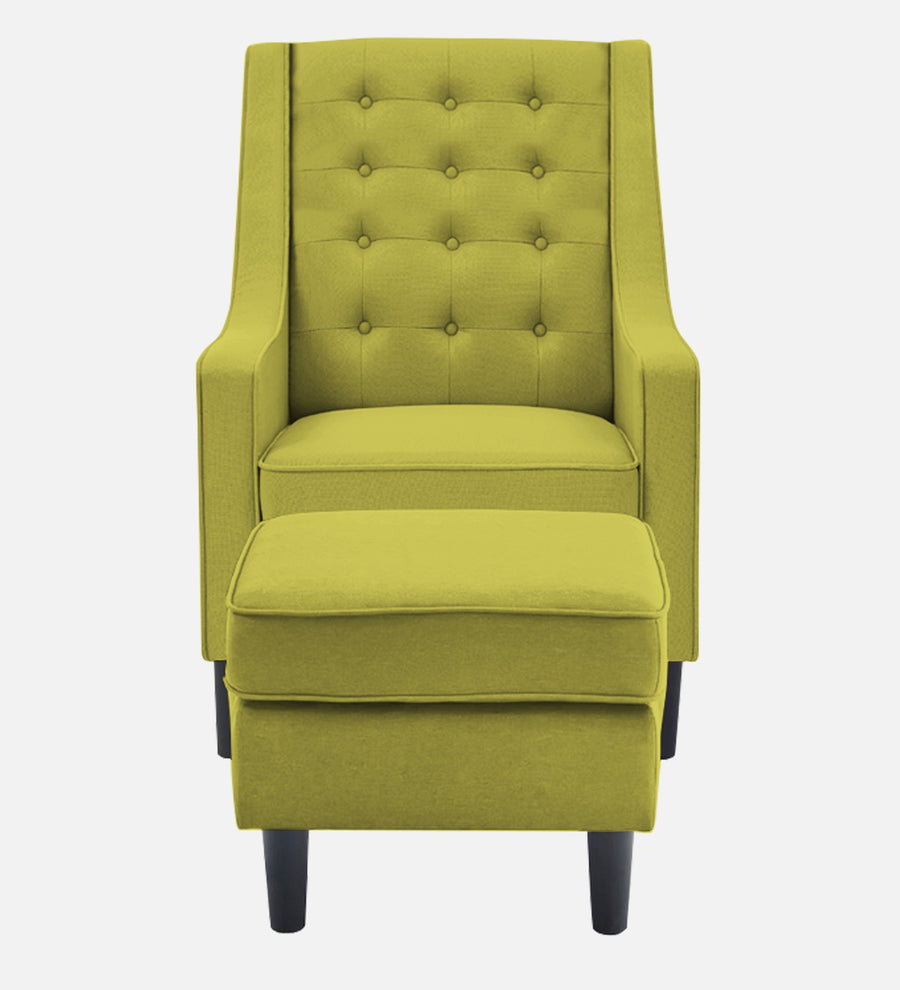 Sona Fabric Barrel Chair With Ottoman In Parrot Green Colour - Febonic Living