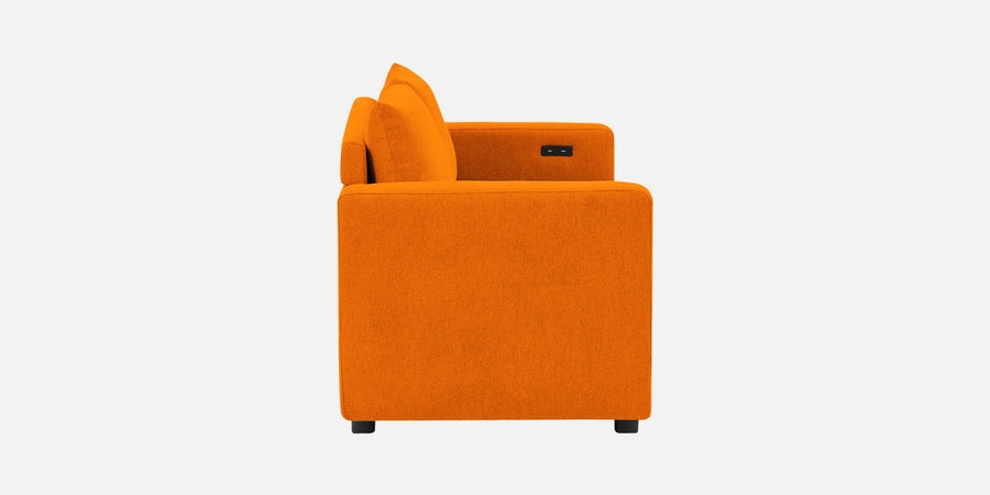 Roman Fabric 3 Seater Foldable Sofa Cum Bed In Vivid Orange Colour With Usb Port - Febonic Living