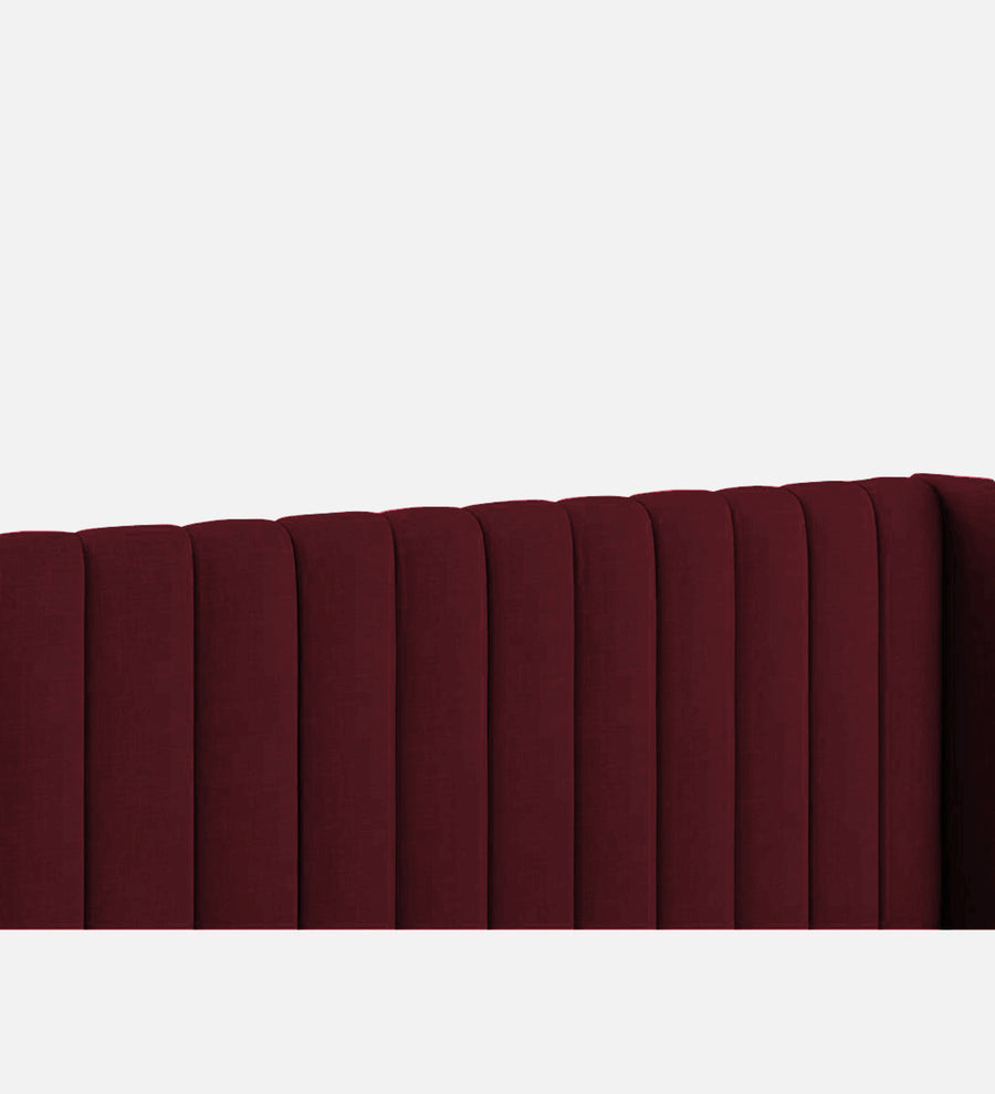 Colina Fabric Upholstered Queen Size Bed In Blood Maroon Colour With Box Storage - Febonic Living