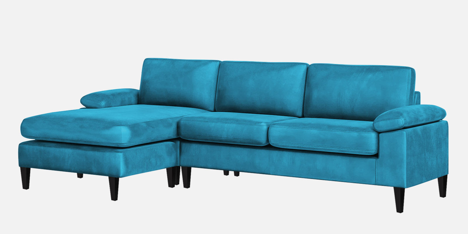 Vegas Velvet RHS Sectional Sofa (3+Lounger) In Aqua blue Colour