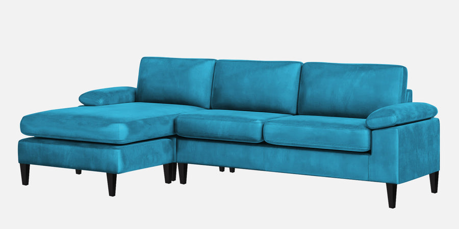 Vegas Velvet Rhs Sectional Sofa 3 Lounger In Aqua Blue Colour - Febonic Living