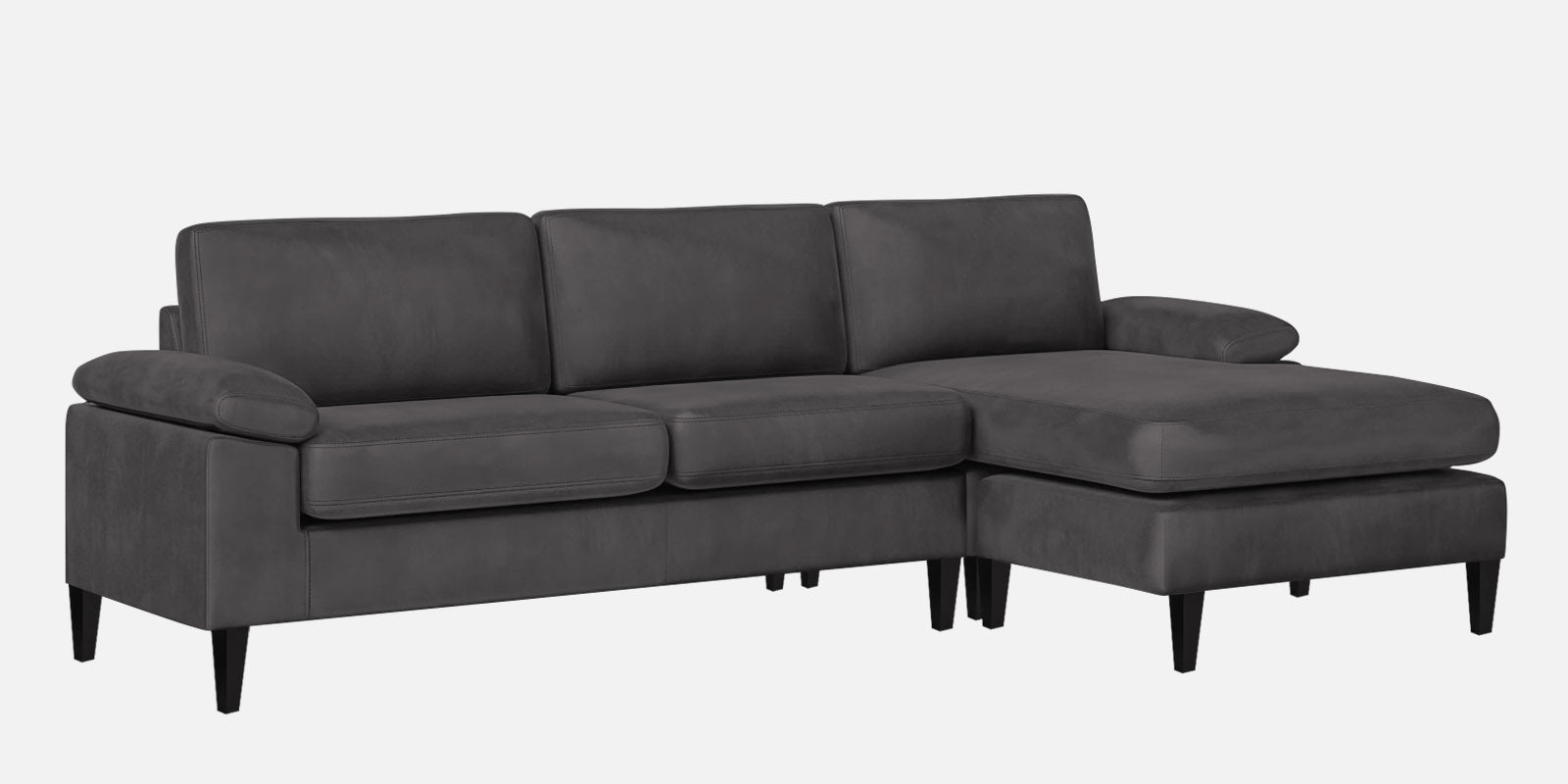 Vegas Velvet LHS Sectional Sofa (3+Lounger) In Davy Grey Colour