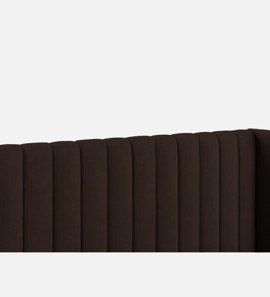 Colina Fabric Upholstered Queen Size Bed In Coffee Brown Colour With Box Storage - Febonic Living
