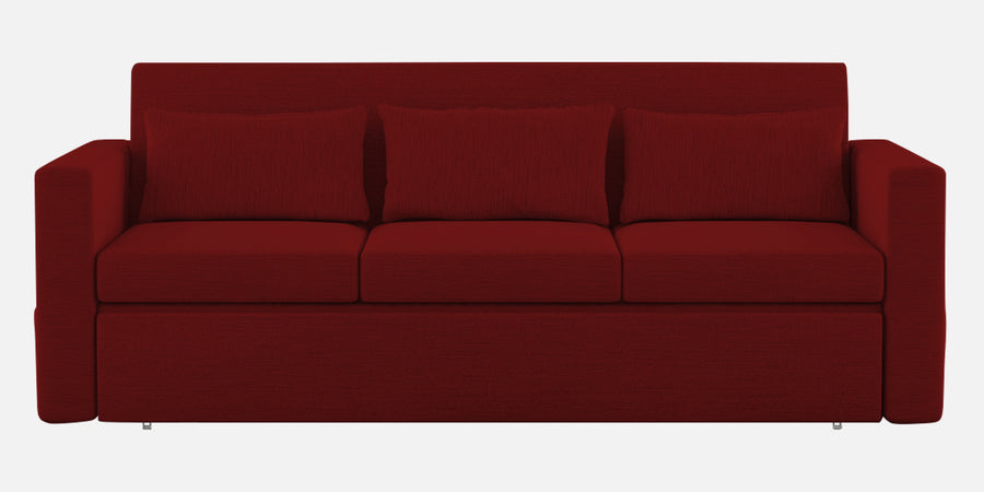 River Fabric 3 Seater Pull Out Sofa Cum Bed In Blood Maroon Colour - Febonic Living