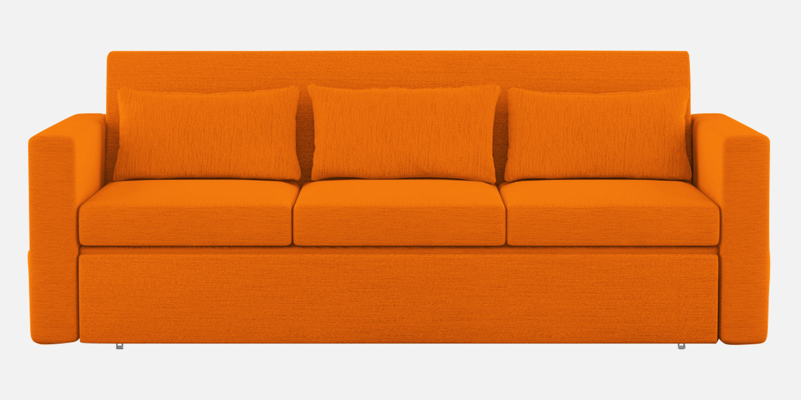 River Fabric 3 Seater Pull Out Sofa Cum Bed In Vivid Orange Colour