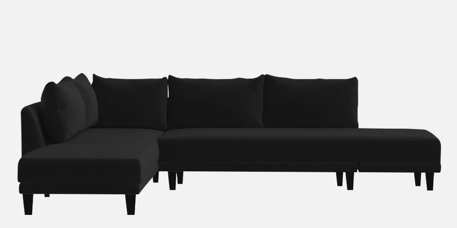 Ira Fabric Rhs 6 Seater Convertible Sofa Cum Bed In Zed Black Colour - Febonic Living