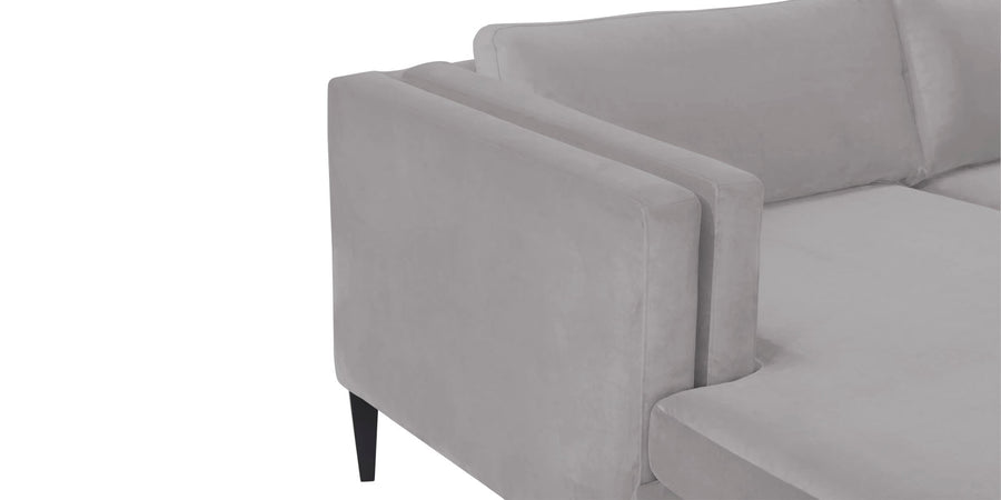 Jasper Velvet Lhs Sectional Sofa 3 Lounger In Concrete Grey Colour - Febonic Living