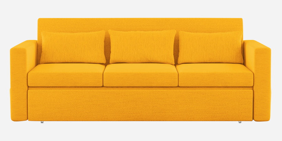 River Fabric 3 Seater Pull Out Sofa Cum Bed In Bold Yellow Colour - Febonic Living