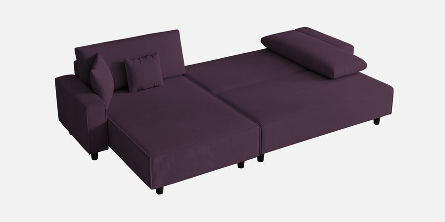 Peach Fabric Rhs 6 Seater Sofa Cum Bed With Storage In Greek Purple Colour - Febonic Living