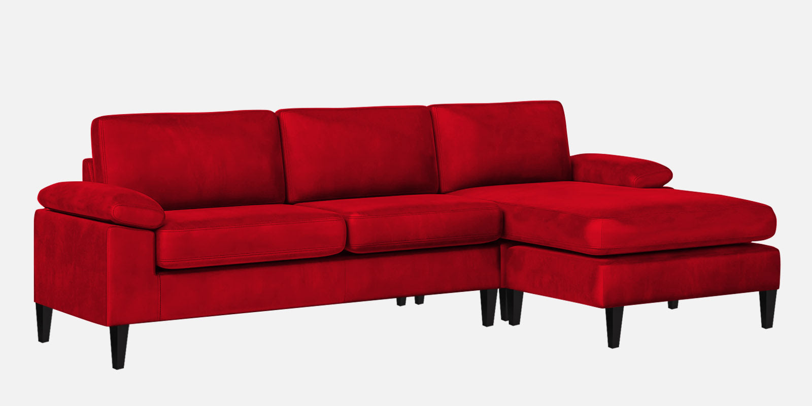 Vegas Velvet LHS Sectional Sofa (3+Lounger) In Berry Maroon Colour