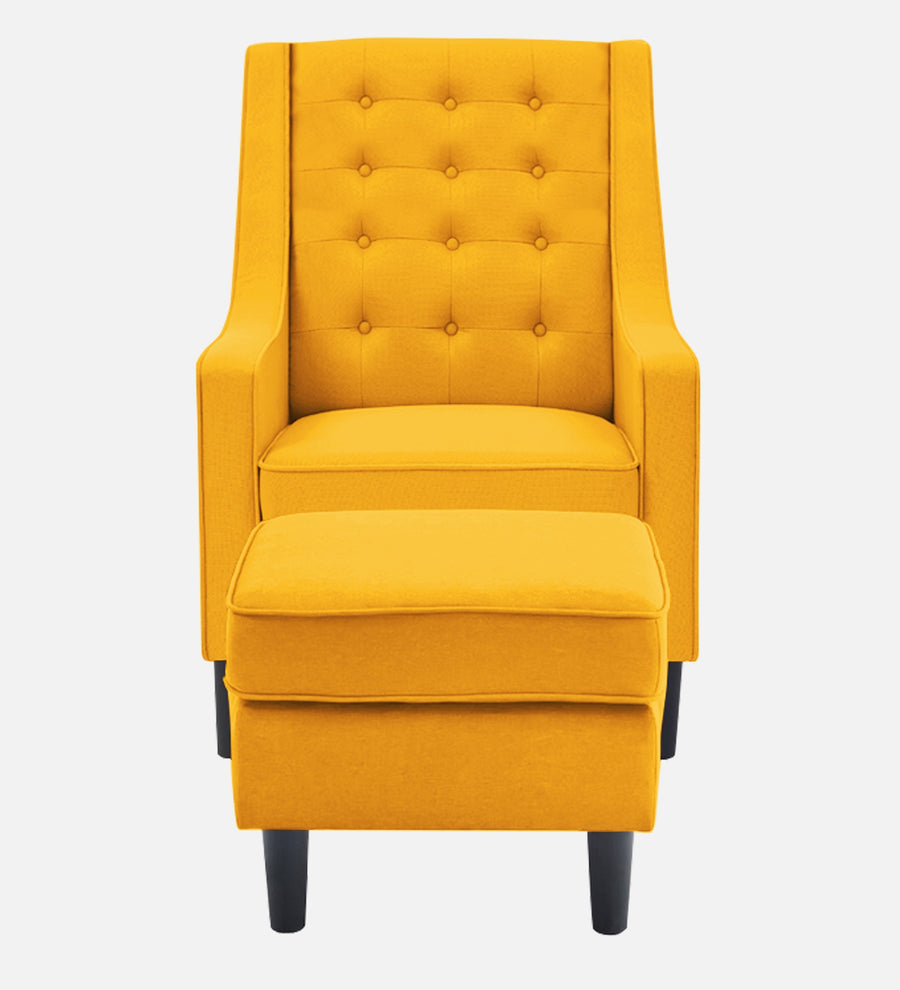 Sona Fabric Barrel Chair With Ottoman In Bold Yellow Colour - Febonic Living