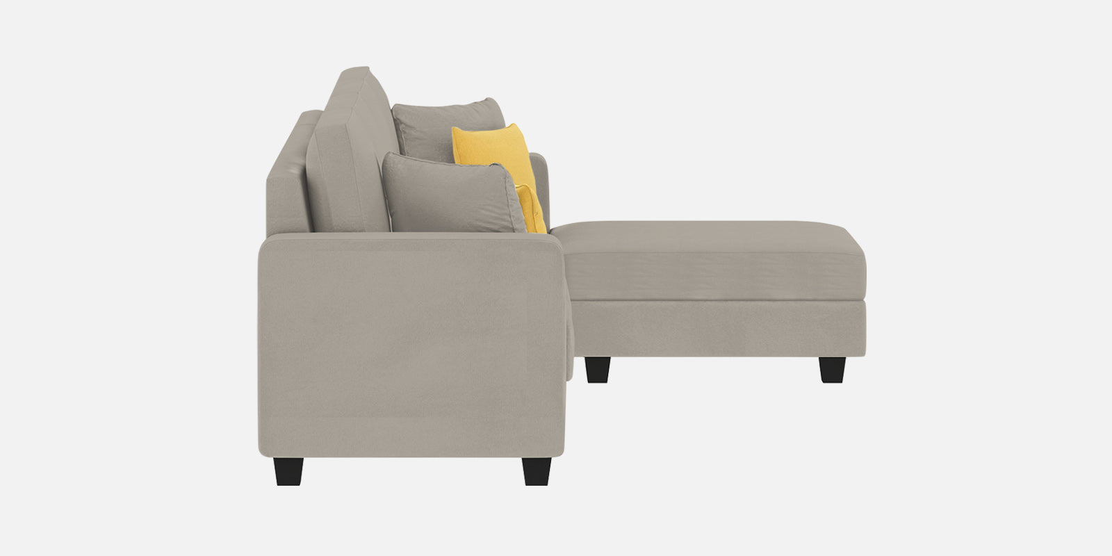 Nabi Fabric LHS Sectional Sofa (3 + Lounger) In Ash Grey Colour