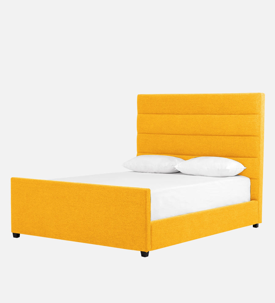 Pollen Fabric Upholstered Queen Size Bed In Bold Yellow Colour - Febonic Living