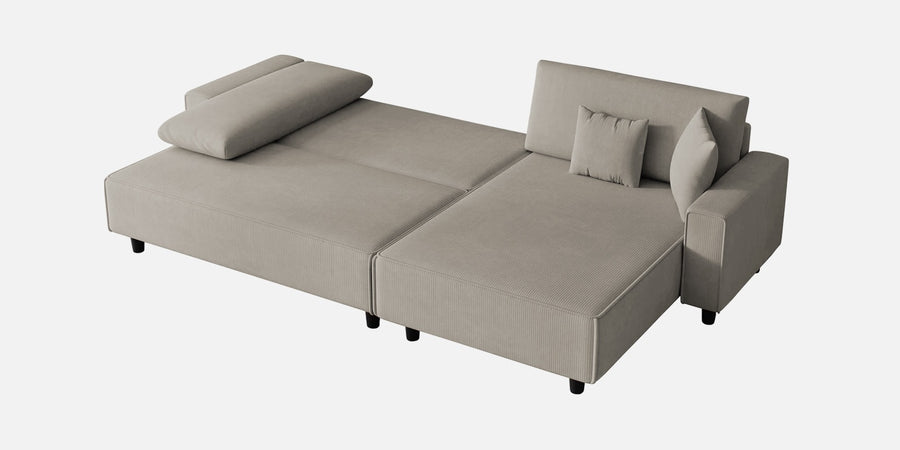 Peach Fabric Lhs 6 Seater Sofa Cum Bed With Storage In Ash Grey Colour - Febonic Living