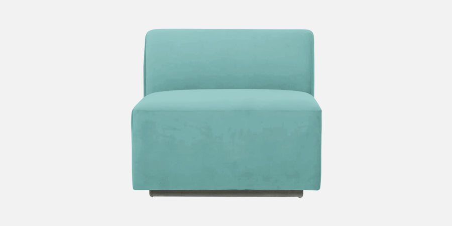 Bufa Velvet Lhs Sectional Sofa In Aqua Blue Colour With Ottoman - Febonic Living