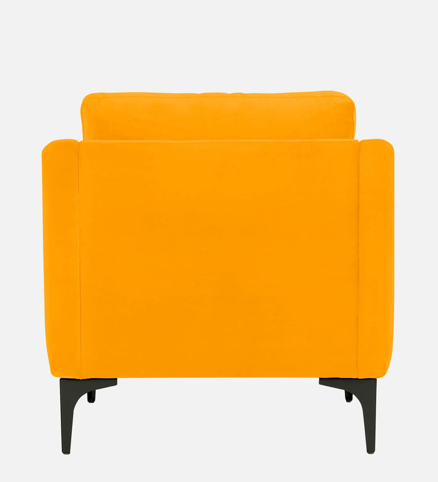 Haru Velvet 1 Seater Sofa In Saffron Yellow Colour - Febonic Living
