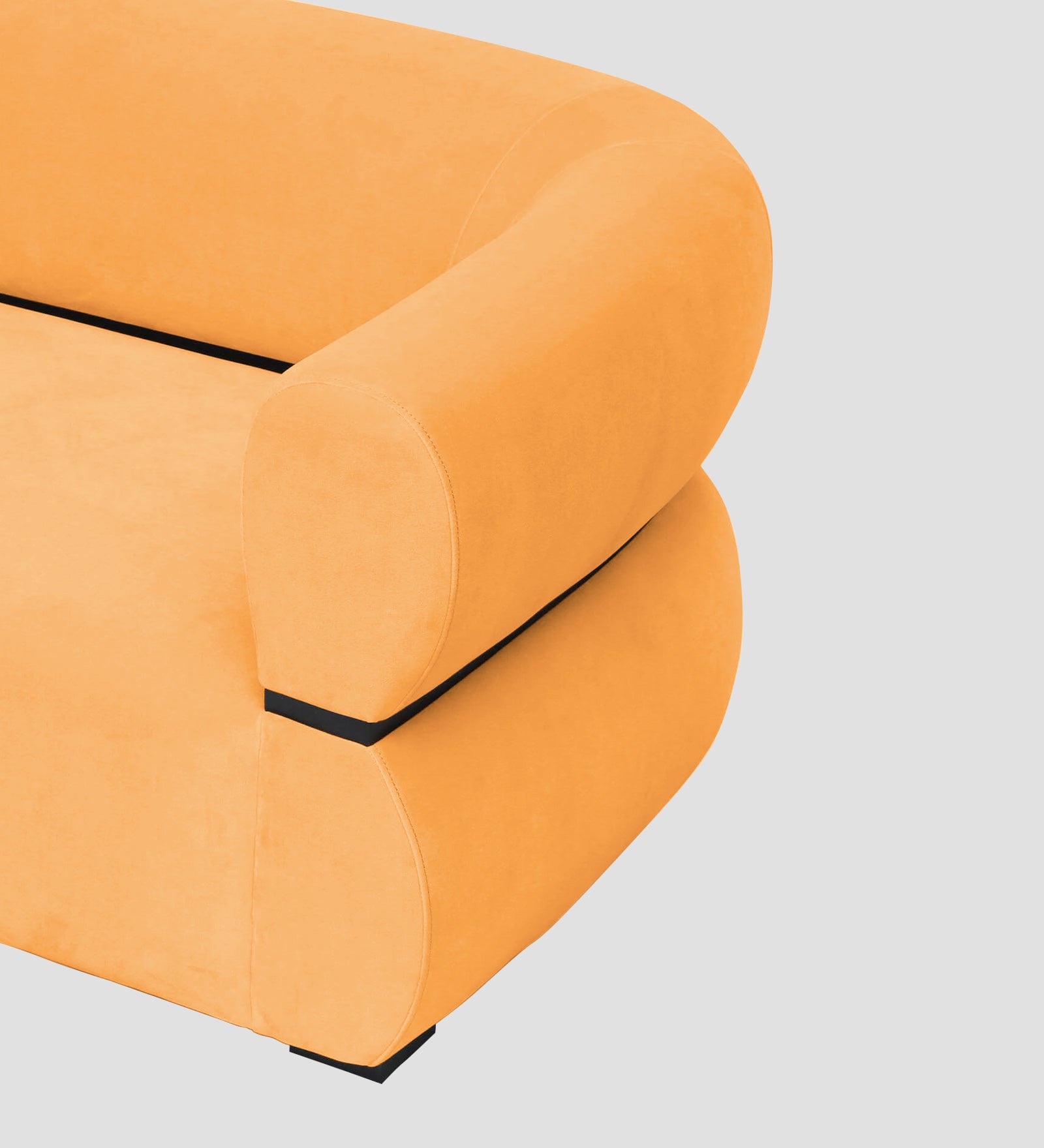 Kula Velvet 1 Seater Sofa In Tangerine Orange Colour