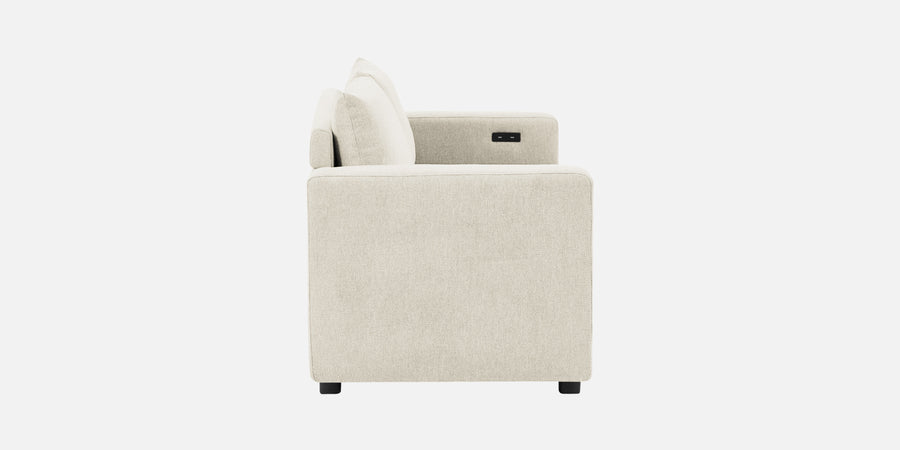 Roman Fabric 3 Seater Foldable Sofa Cum Bed In Ivory Cream Colour With Usb Port - Febonic Living