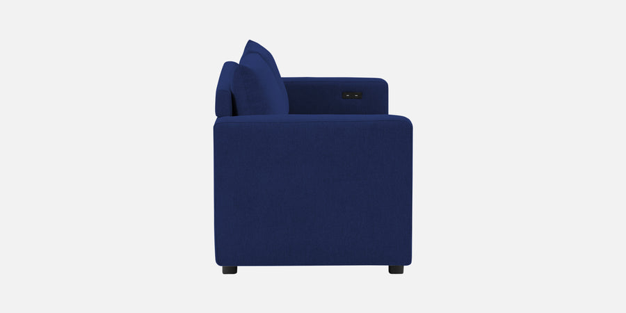 Roman Fabric 3 Seater Foldable Sofa Cum Bed In Royal Blue Colour With Usb Port - Febonic Living