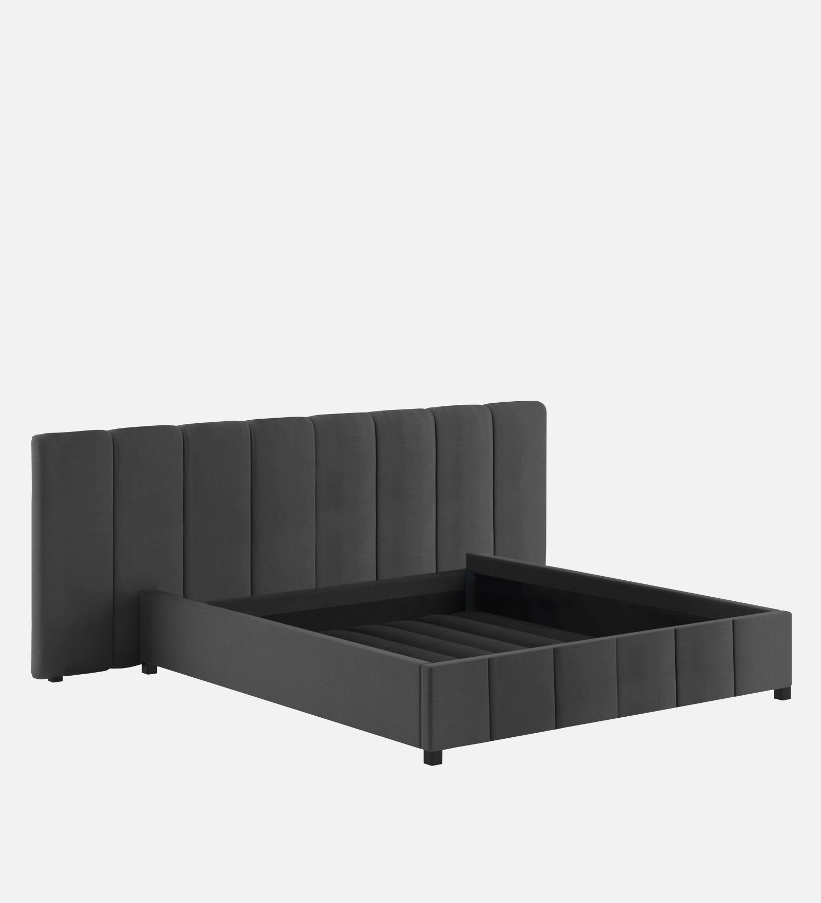 Nora Fabric King Size Bed In Charcoal Grey Colour