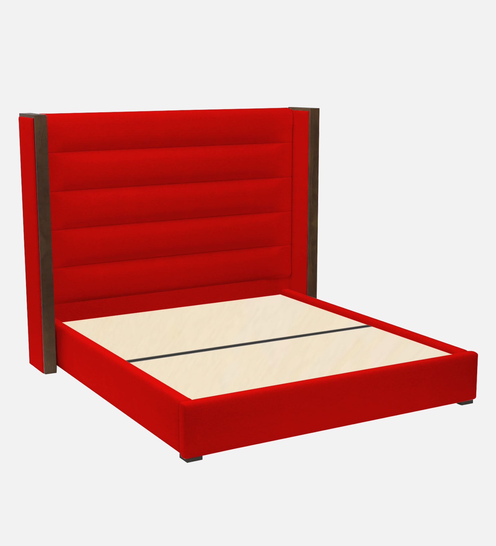 Sunny Fabric Queen Size Bed In Ruby Red Colour